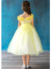 Floral Neckline Tulle Flower Girl Dress